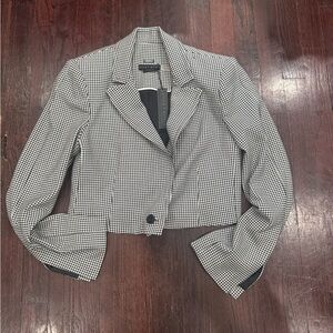 Alice and Olivia Houndstooth crop jacket